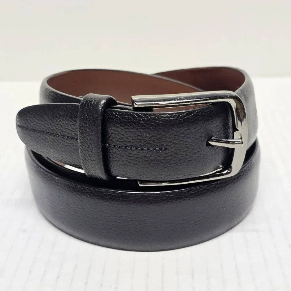 PERRY ELLIS Black Leather Classic Dress Belt 38